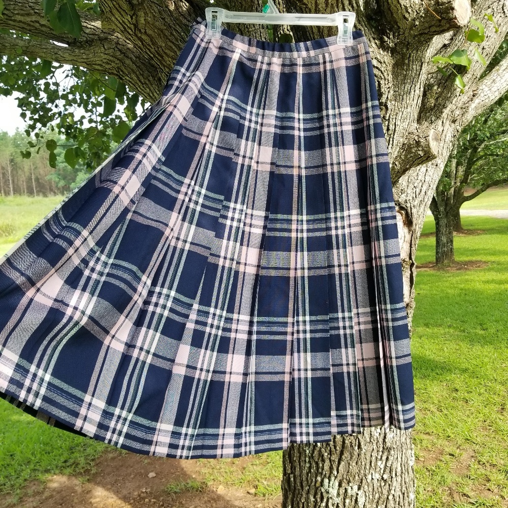 Pendleton Virgin Wool A-line Pleated Plaid Skirt